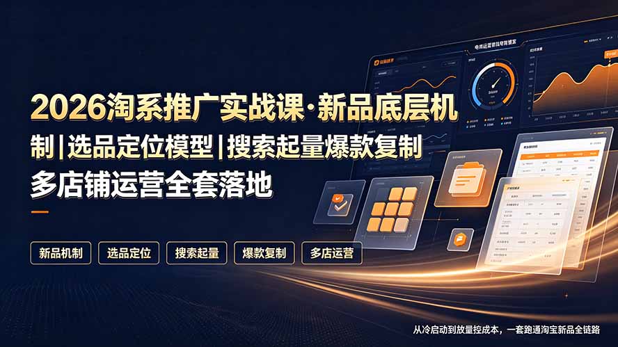 2026淘系推广实战课·新品底层机制｜选品定位模型｜搜索起量爆款复制多店铺运营全套落地教程-才疏云网创