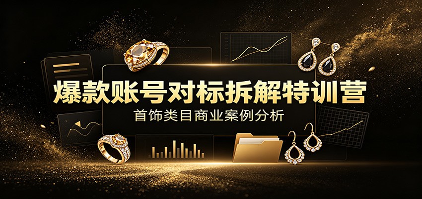 爆款账号对标拆解特训营:首饰类目商业案例分析,配套完整资料内容-才疏云网创