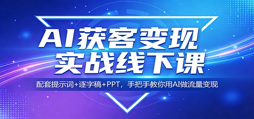 AI获客变现实战线下课：配套提示词+逐字稿+PPT，手把手教你用AI做流量变现-才疏云网创