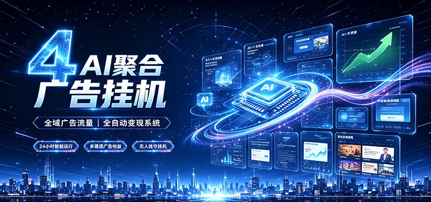 全域广告流量聚合,AI无人挂机稳赚佣金,打造长期稳定被动收入副业-才疏云网创