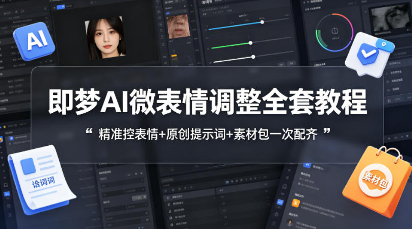 即梦AI微表情调整全套教程，精准控表情+原创提示词+素材包一次配齐-才疏云网创