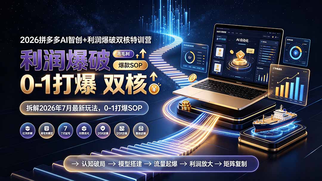 2026拼多多AI智创+利润爆破双核特训营-更新:拆解2026年7月最新玩法,0-1打爆SOP-才疏云网创