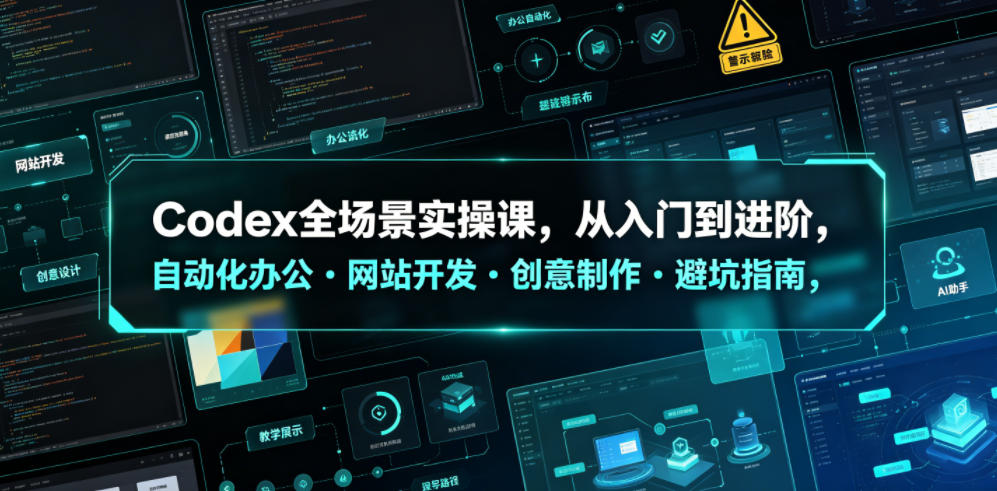 Codex全场景实操课,从入门到进阶,自动化办公・网站开发・创意制作・避坑指南,全流程教学-才疏云网创