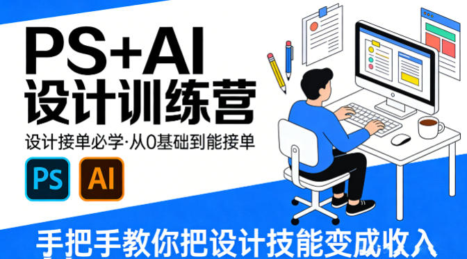 设计接单必学，PS+AI设计训练营，从0基础到能接单，手把手教你把设计技能变成收入-才疏云网创