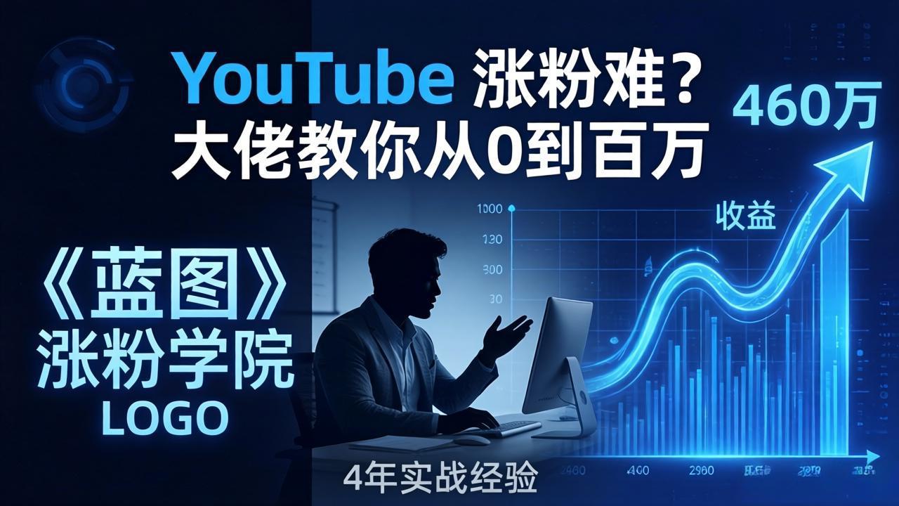 YouTube 涨粉难？《蓝图涨粉学院》：4 年赚 460 万的大佬教策略，从0到百万有路径！-才疏云网创