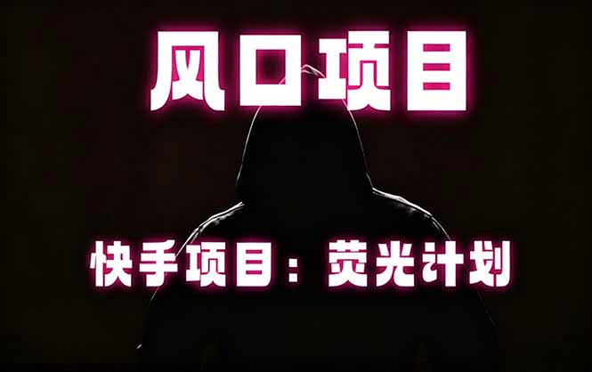 快手风口项目,荧光计划托管,长期稳定,适合批量做-才疏云网创