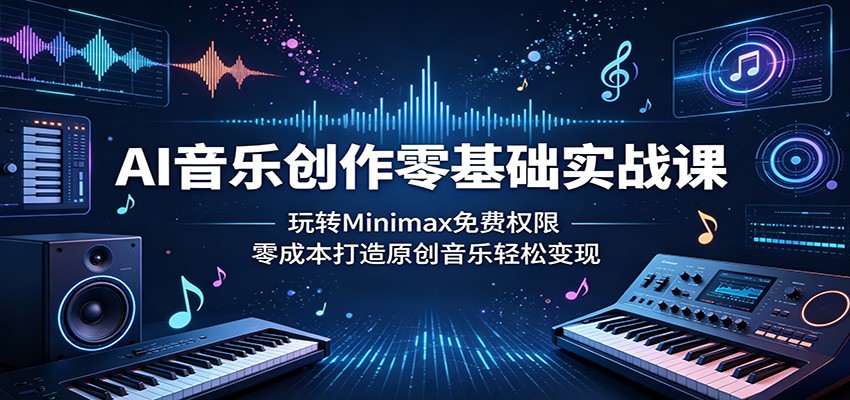 AI音乐创作零基础实战课：玩转Minimax免费权限，零成本打造原创音乐轻松变现-才疏云网创