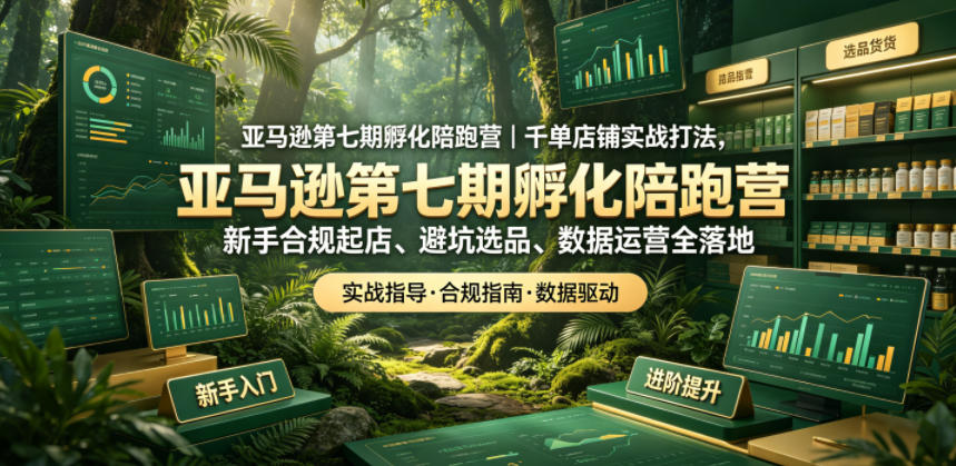 亚马逊孵化陪跑营｜千单店铺实战打法，新手合规起店、避坑选品、数据运营全落地(更新0708)-才疏云网创