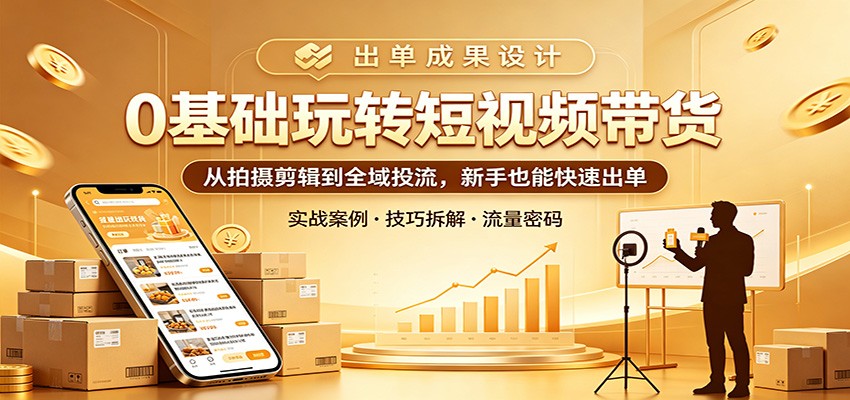 0基础玩转短视频带货：从拍摄剪辑到全域投流，新手也能快速出单-才疏云网创