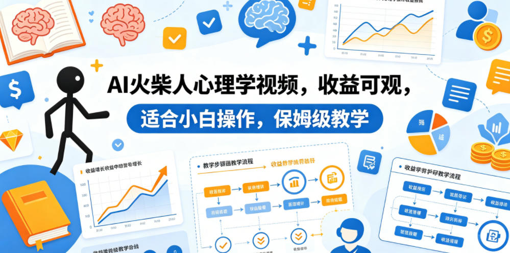 AI火柴人心理学视频，收益可观，适合小白操作，保姆级教学-才疏云网创
