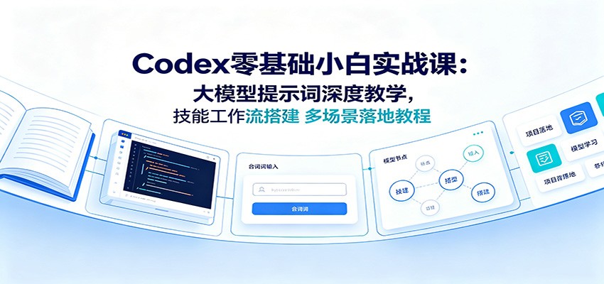 Codex零基础小白实战课：大模型提示词深度教学，技能工作流搭建多场景落地教程-才疏云网创
