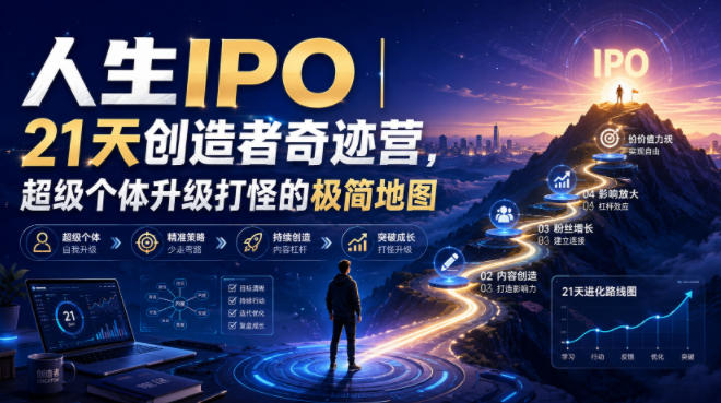 人生IPO︱21天创造者奇迹营,超级个体升级打怪的极简地图-才疏云网创