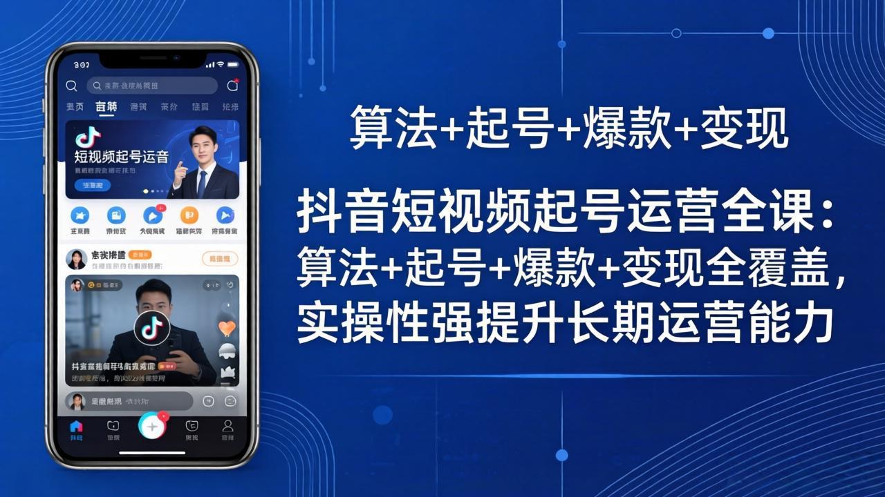 抖音短视频起号运营全课：算法+起号+爆款+变现全覆盖，实操性强提升长期运营能力-才疏云网创