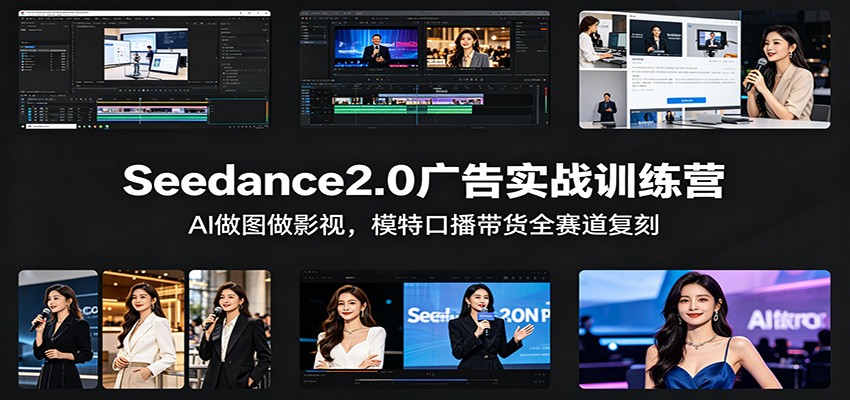 Seedance2.0广告实战训练营：AI做图做影视，模特口播带货全赛道复刻-才疏云网创