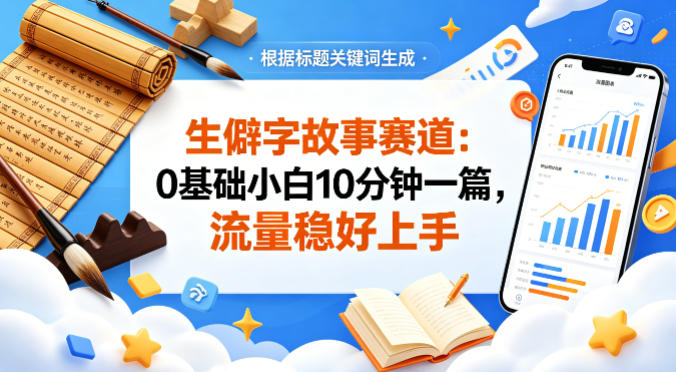 公众号流量主——生僻字故事赛道,流量稳,好上手,0基础小白也能10分钟一篇-才疏云网创