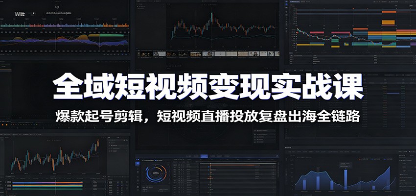 全域短视频变现实战课:爆款起号剪辑,短视频直播投放复盘出海全链路-才疏云网创