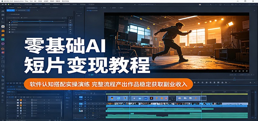 零基础AI短片变现教程：软件认知搭配实操演练，完整流程产出作品稳定获取副业收入-才疏云网创