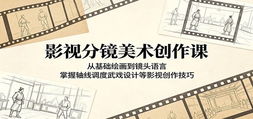 影视分镜美术创作课：从基础绘画到镜头语言，掌握轴线调度武戏设计等影视创作技巧-才疏云网创