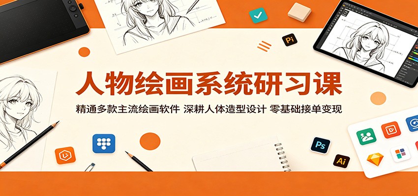 人物绘画系统研习课：精通多款主流绘画软件，深耕人体造型设计，零基础接单变现-才疏云网创