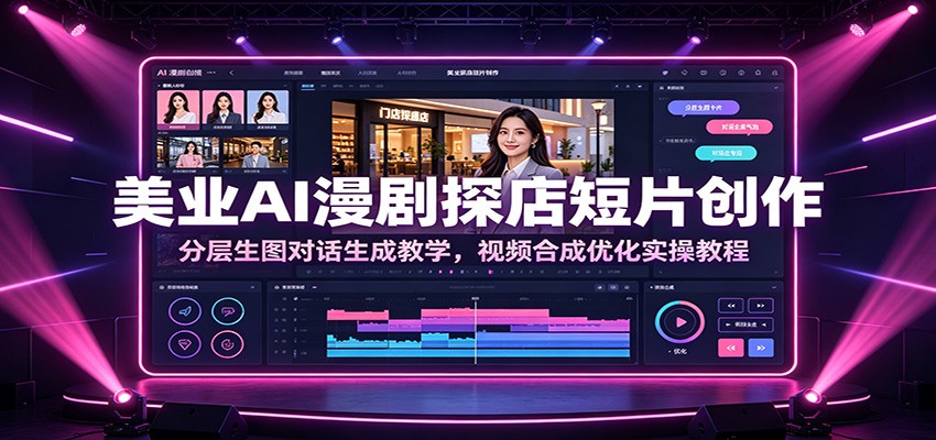 美业AI漫剧探店短片创作：分层生图对话生成教学，视频合成优化实操教程-才疏云网创