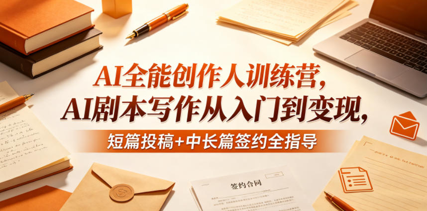 AI全能创作人训练营,AI剧本写作从入门到变现,短篇投稿+中长篇签约全指导-才疏云网创