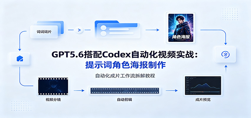 GPT5.6搭配Codex自动化视频实战：提示词角色海报制作，自动化成片工作流拆解教程-才疏云网创