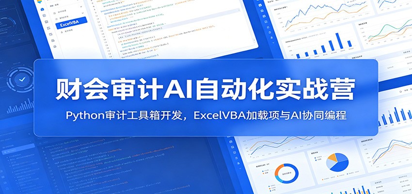 财会审计AI自动化实战营：Python审计工具箱开发，ExcelVBA加载项与AI协同编程-才疏云网创