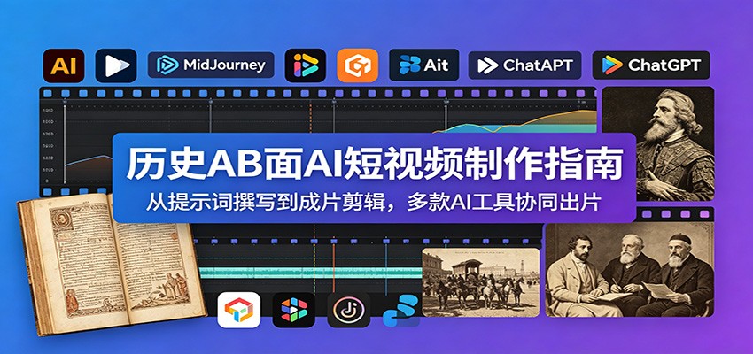 历史AB面AI短视频制作指南：从提示词撰写到成片剪辑，多款AI工具协同出片-才疏云网创