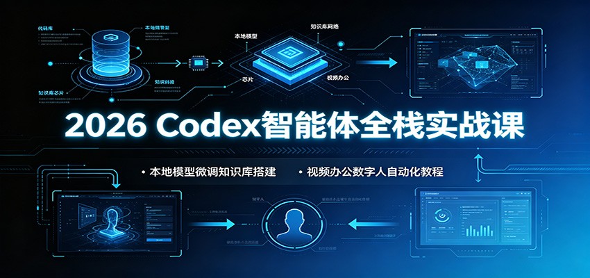 2026 Codex智能体全栈实战课：本地模型微调知识库搭建，视频办公数字人自动化教程-才疏云网创