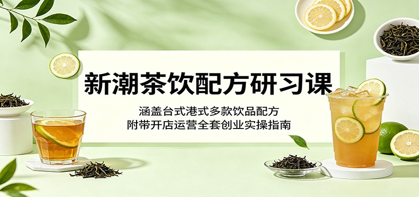 新潮茶饮配方研习课：涵盖台式港式多款饮品配方，附带开店运营全套创业实操指南-才疏云网创