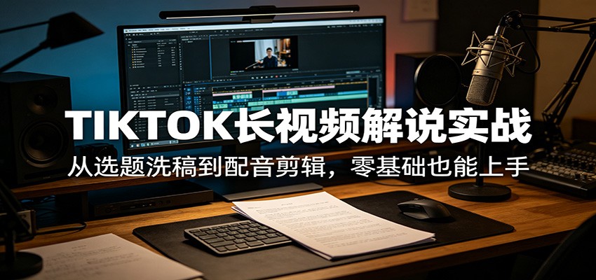 TIKTOK长视频解说实战：从选题洗稿到配音剪辑，零基础也能上手-才疏云网创