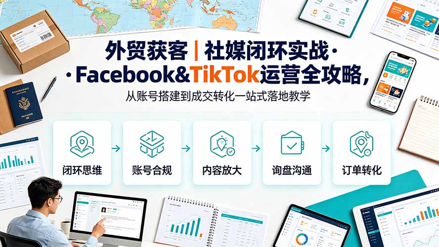 外贸获客｜社媒闭环实战·Facebook&TikTok运营全攻略，从账号搭建到成交转化一站式落地教学-才疏云网创
