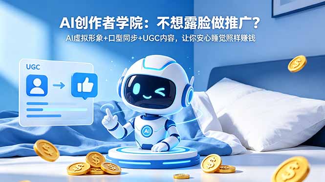 AI创作者学院：不想露脸做推广？AI虚拟形象+口型同步+UGC内容，让你安心睡觉照样赚钱-才疏云网创