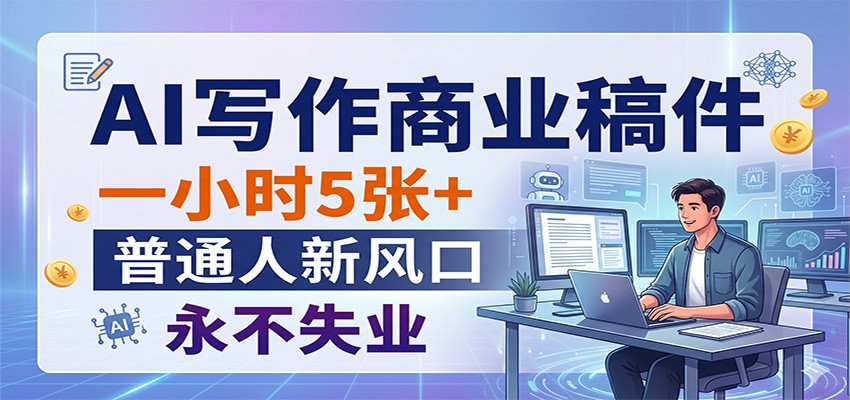 AI写作商业稿件，一小时5张+，普通人新风口，永不失业-才疏云网创