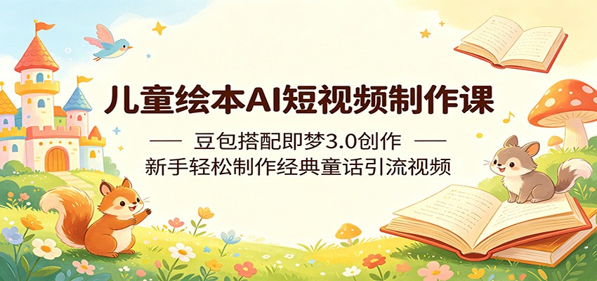 儿童绘本AI短视频制作课：豆包搭配即梦3.0创作，新手轻松制作经典童话引流视频-才疏云网创