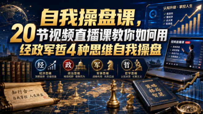 自我操盘课,20节视频直播课教你如何用经政军哲4种思维自我操盘-才疏云网创