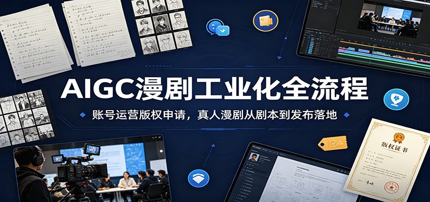 AIGC漫剧工业化全流程：账号运营版权申请，真人漫剧从剧本到发布落地-才疏云网创