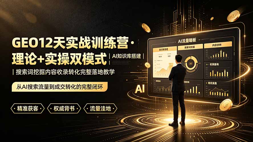 GEO12天实战训练营·理论+实操双模式｜AI知识库搭建｜搜索词挖掘内容收录转化完整落地教学-才疏云网创