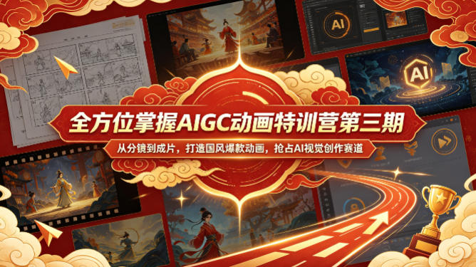 全方位掌握AIGC动画特训营第三期，从分镜到成片，打造国风爆款动画，抢占AI视觉创作赛道红利-才疏云网创