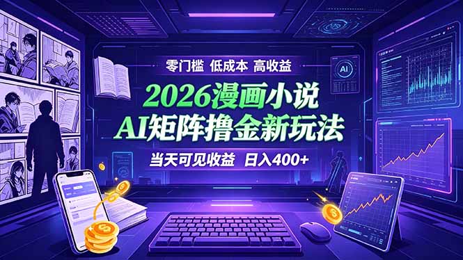 爆款小说漫画大阅读 ai矩阵操作 当天可见收益 日入400+ 零门槛 高收益-才疏云网创