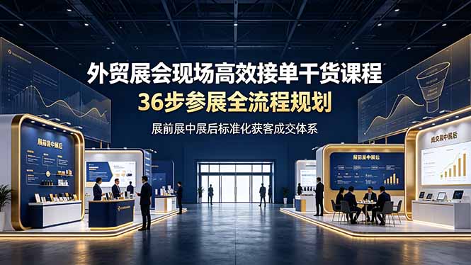 外贸展会现场高效接单干货课程，36步参展全流程规划，展前展中展后标准化获客成交体系-才疏云网创