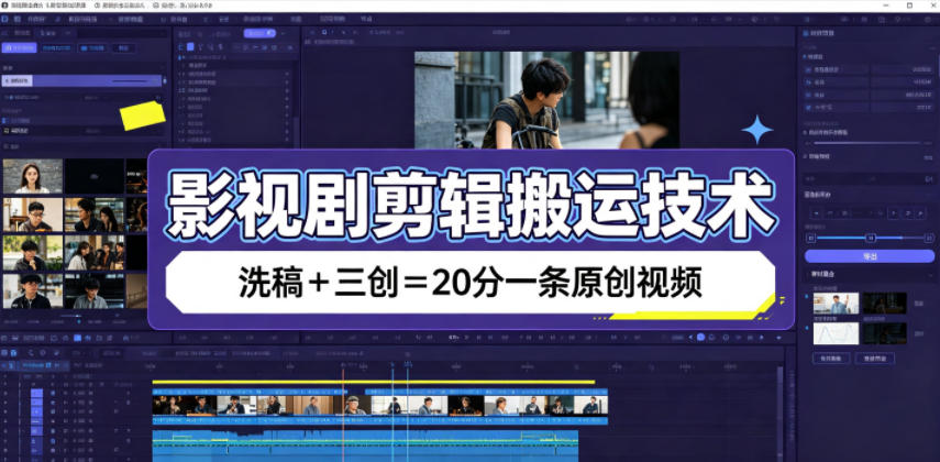 影视剧剪辑搬运技术,洗稿+三创=20分一条原创视频-才疏云网创