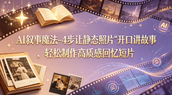 AI叙事魔法-4步让静态照片“开口讲故事”，轻松制作高质感回忆短片-才疏云网创
