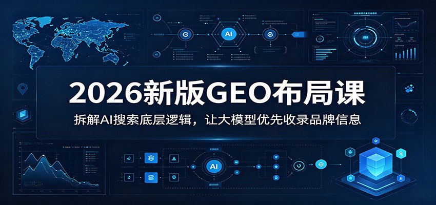 2026新版GEO布局课：拆解AI搜索底层逻辑，让大模型优先收录品牌信息-才疏云网创