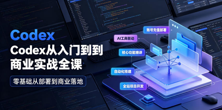 Codex从入门到商业实战全课｜账号充值部署、AI工具联动、核心功能精讲、自动化搭建、全站项目开发零基础教程-才疏云网创