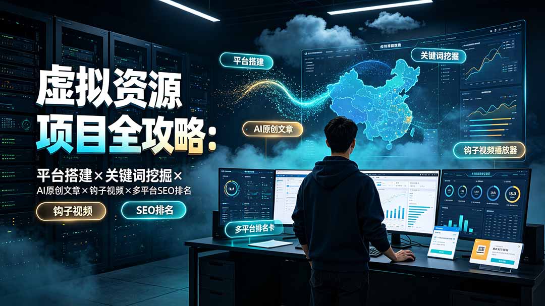 虚拟资源项目全攻略：平台搭建×关键词挖掘×AI原创文章×钩子视频×多平台SEO排名-才疏云网创