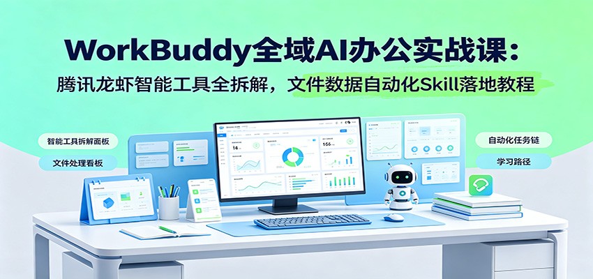 WorkBuddy全域AI办公实战课：腾讯龙虾智能工具全拆解，文件数据自动化Skill落地教程-才疏云网创