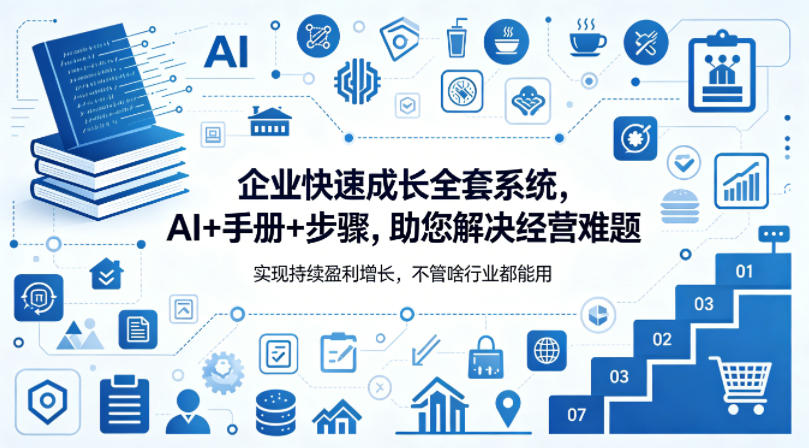 企业快速成长全套系统，AI+手册+步骤，助您解决经营难题，实现持续盈利增长，不管啥行业都能用-才疏云网创