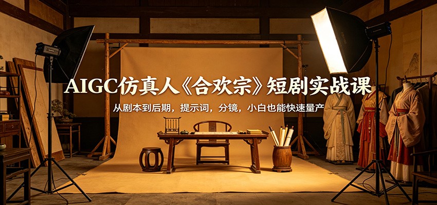 AIGC仿真人《合欢宗》短剧实战课：从剧本到后期，提示词，分镜，小白也能快速量产-才疏云网创
