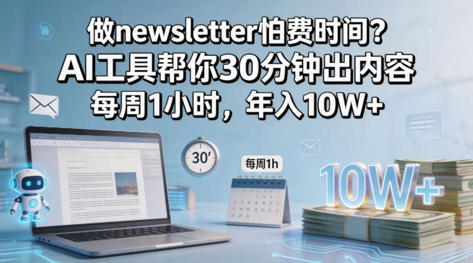 做newsletter怕费时间?AI工具帮你30分钟出内容,每周1小时,年入10W+!【原创双语字幕】-才疏云网创